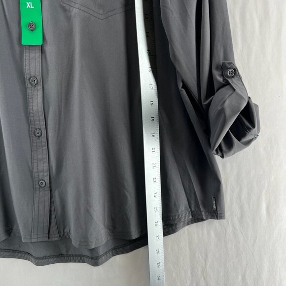 Eddie Bauer Departure 2.0 Long-Sleeve Shirt Women XL Roll Tab Button Up Charcoal - Picture 11 of 14